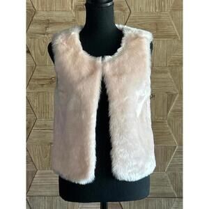 b-Sharp Womens Faux Fur Vest Small Pink Round Neckline Barbiecore